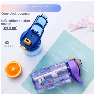 Kids Cartoon Water Bottle – 600ml No-Spill School Cup